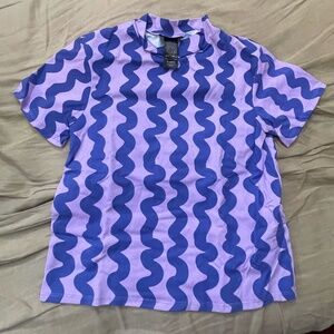 purple squiggle mock neck top nooworks XL